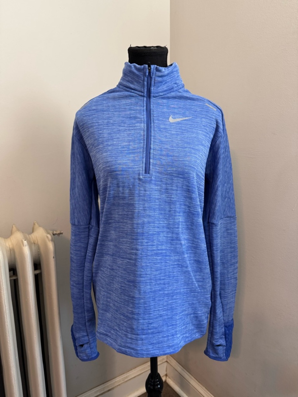 Nike Therma Running Sweatshirt Base Layer 1/4 Zip Blue Element Repel